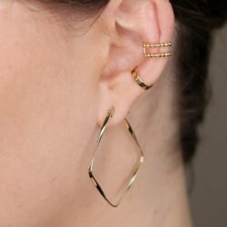 Ear Cuff Gold und Viereck Ohrringe Gold