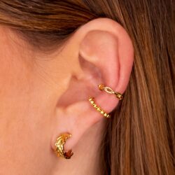 Blatt Ohrring Gold mit 2 Ear Cuffs