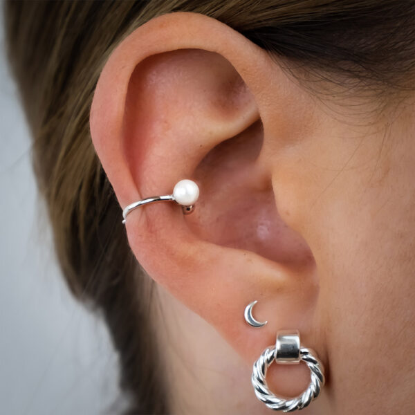 Ear Cuff mit Perle Silber