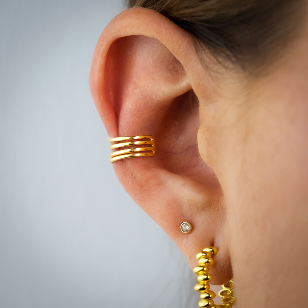 Ear Cuff Gold mit 4 Reihen