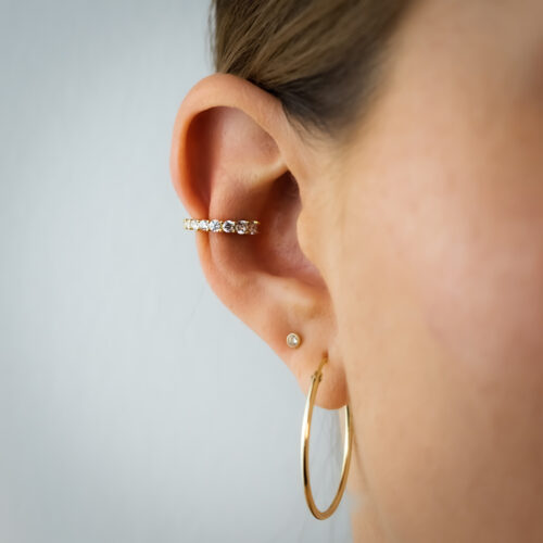Gold Ear Cuff mit 10 Zirkonia Steinen