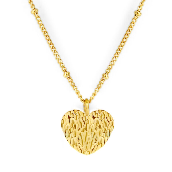 Moderne Halskette mit Herz Herzkette Hammerschlag Gold hochwertig vergoldet