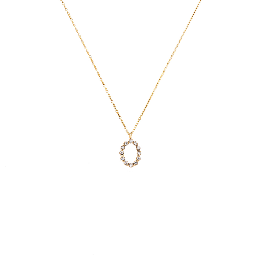 Halskette Oana Gold Oval mit Zirkonia Steinchen