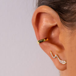 Moderner Ear Cuff in Gold und Schlangen Ohrring