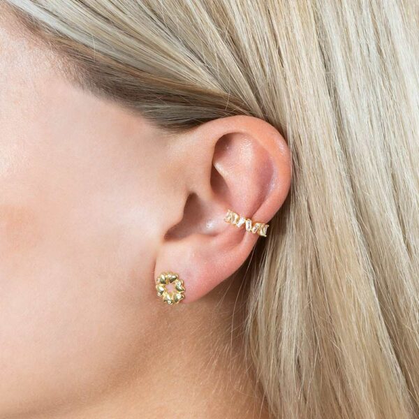 Ear Cuff Gold mit Herzchen Ohrring